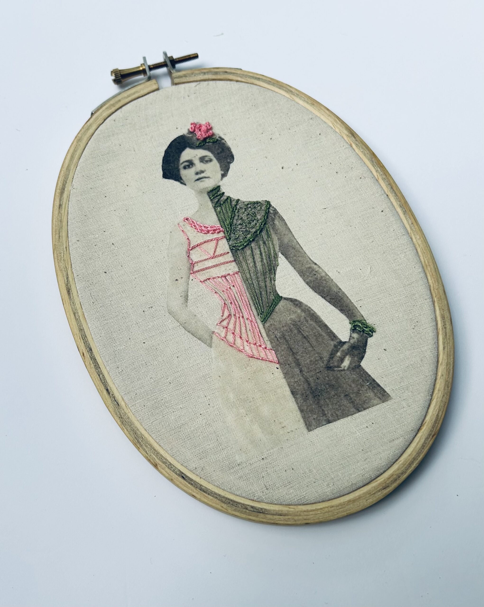 Divided Form, 2025 – Embroidered 1800s Corset Advertisement - Image 2