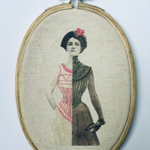 Divided Form, 2025 – Embroidered 1800s Corset Advertisement