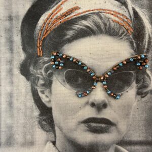 “Cat-Eye Confidence” – Beaded Embroidery on Vintage Photograph