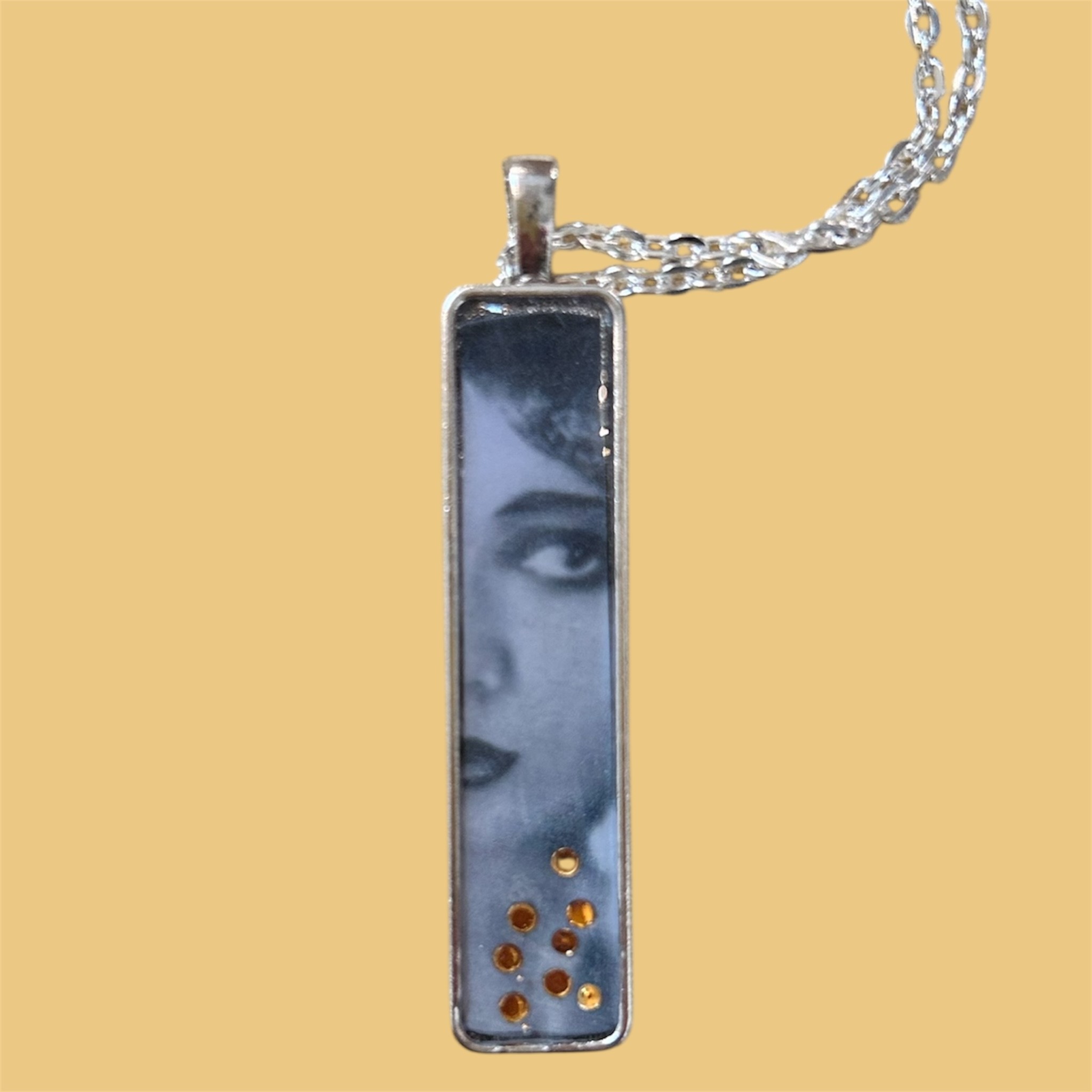 Gothic Portrait Pendant Necklace – Vintage Film Muse Jewelry – Handmade Art Necklace – Feminine Dark Romantic Jewelry - Image 4