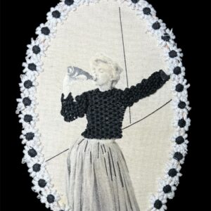 Soda Pop-Hand-Embroidered Feminist Fiber Art Portrait | Vintage Marilyn with Bottle