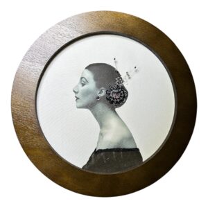 Hand-Embroidered Vintage Portrait | Mixed Media Fiber Art Wall Decor