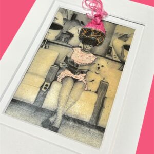 Hand-Embroidered Vintage Portrait – Pink Threaded Beauty Parlor