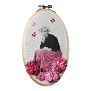 vintage-film-star-embroidery-hoop-wall-art-marilyn-monroe-hand-embroidered-floral-mixed-media-collage