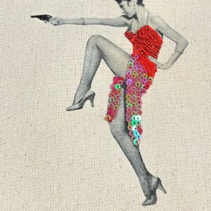 She Shoots First – Hand-Embroidered Vintage Film Collage Fiber Art
