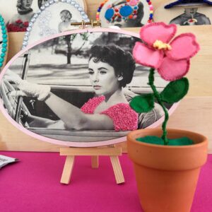 Elizabeth Taylor — Driving Scene Embroidered Portrait
