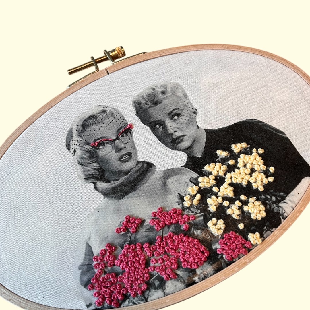 How to Marry a Millionaire – Vintage Hollywood Embroidery Art | Hand-Embroidered Textile Wall Art | Old Hollywood Film Inspired Decor - Image 2