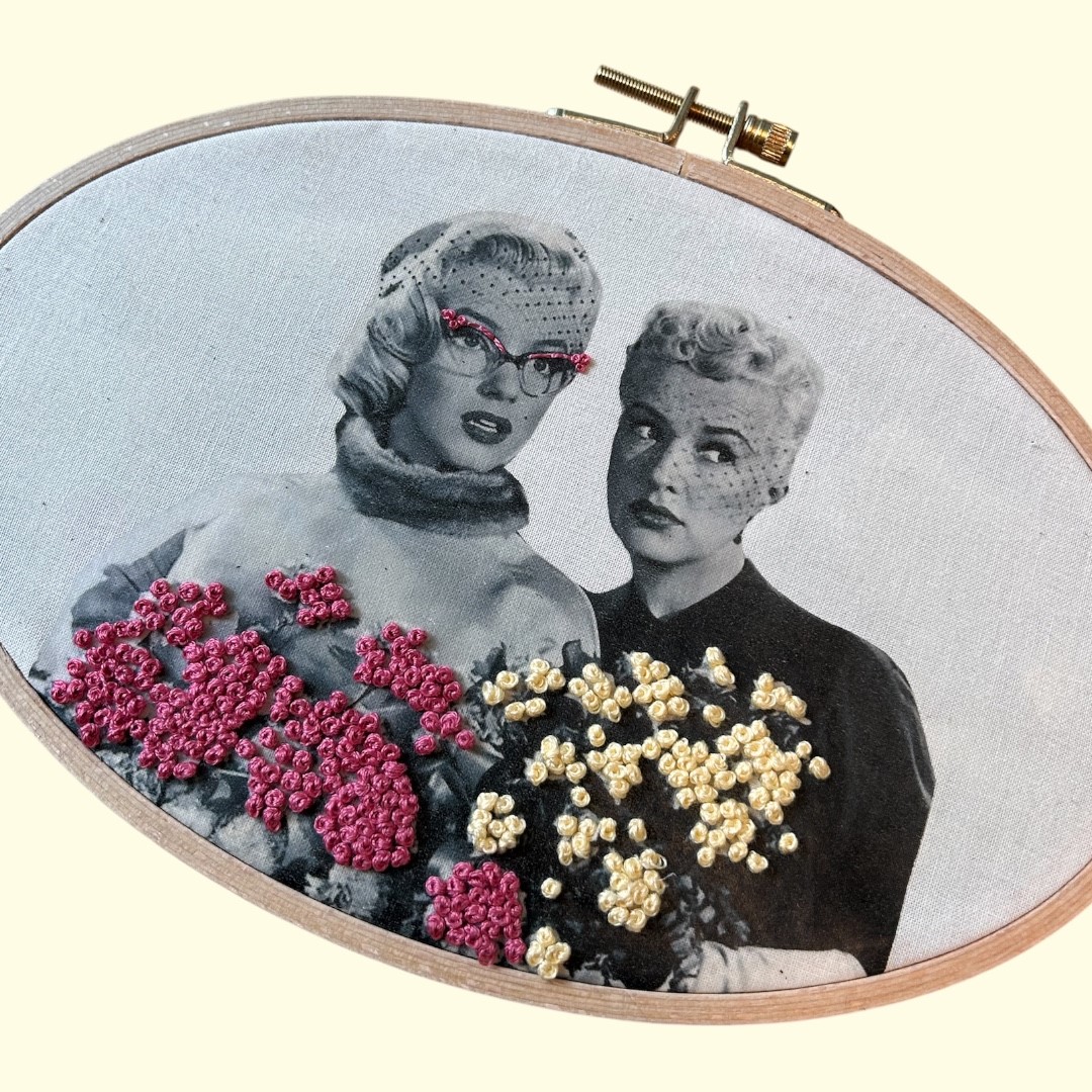 How to Marry a Millionaire – Vintage Hollywood Embroidery Art | Hand-Embroidered Textile Wall Art | Old Hollywood Film Inspired Decor