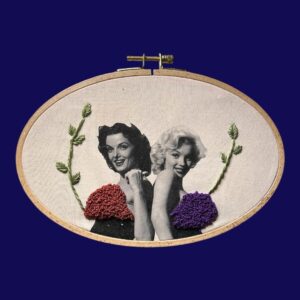 jane-russell-marilyn-monroe-embroidery-art-gentlemen-prefer-blondes-vintage-hollywood-textile-wall-art-hand-embroidered-film-portrait
