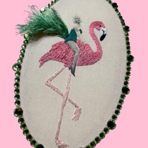 marilyn-monroe-riding-a-flamingo-hand-embroidered-mixed-media-textile-art
