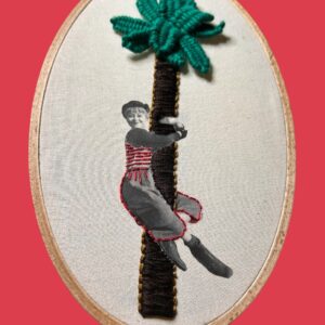 la-strada-surreal-palm-tree-embroidery-art-vintage-photograph-mixed-media-textile-handmade-fiber-art-wall-hanging