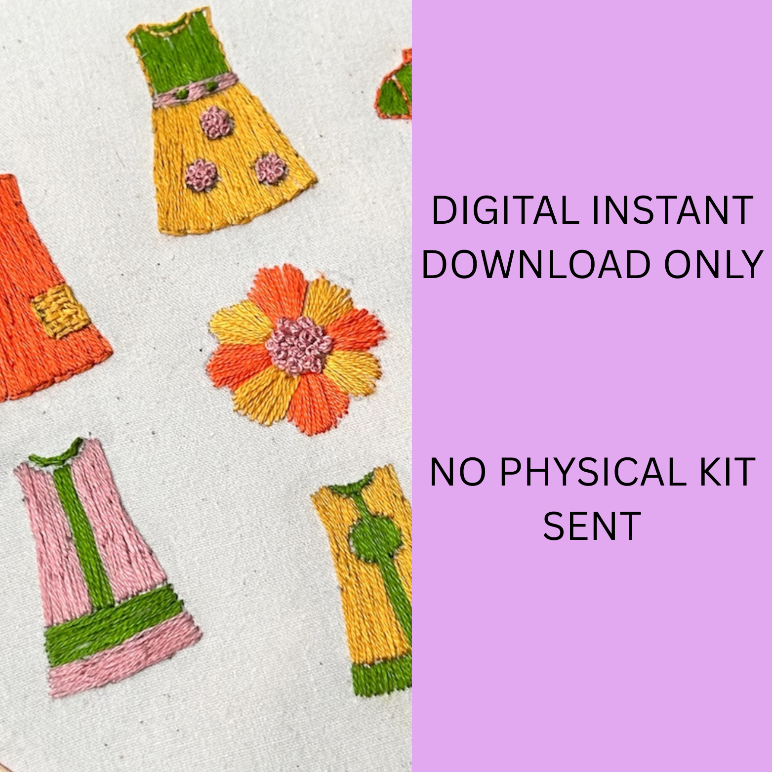 Colorful 1960s Mod Dress Embroidery Pattern | Beginner-Friendly Hand Embroidery Pattern | Instant Download - Image 6