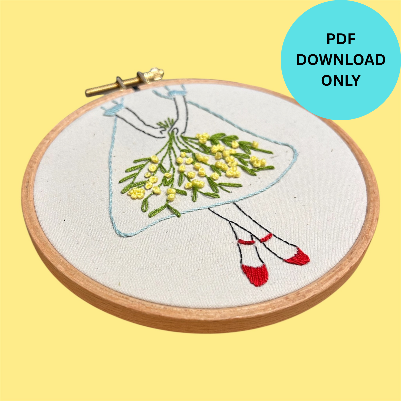 Mimosa Dress Embroidery Pattern PDF | Beginner-Friendly Hand Embroidery Pattern | Instant Download - Image 4