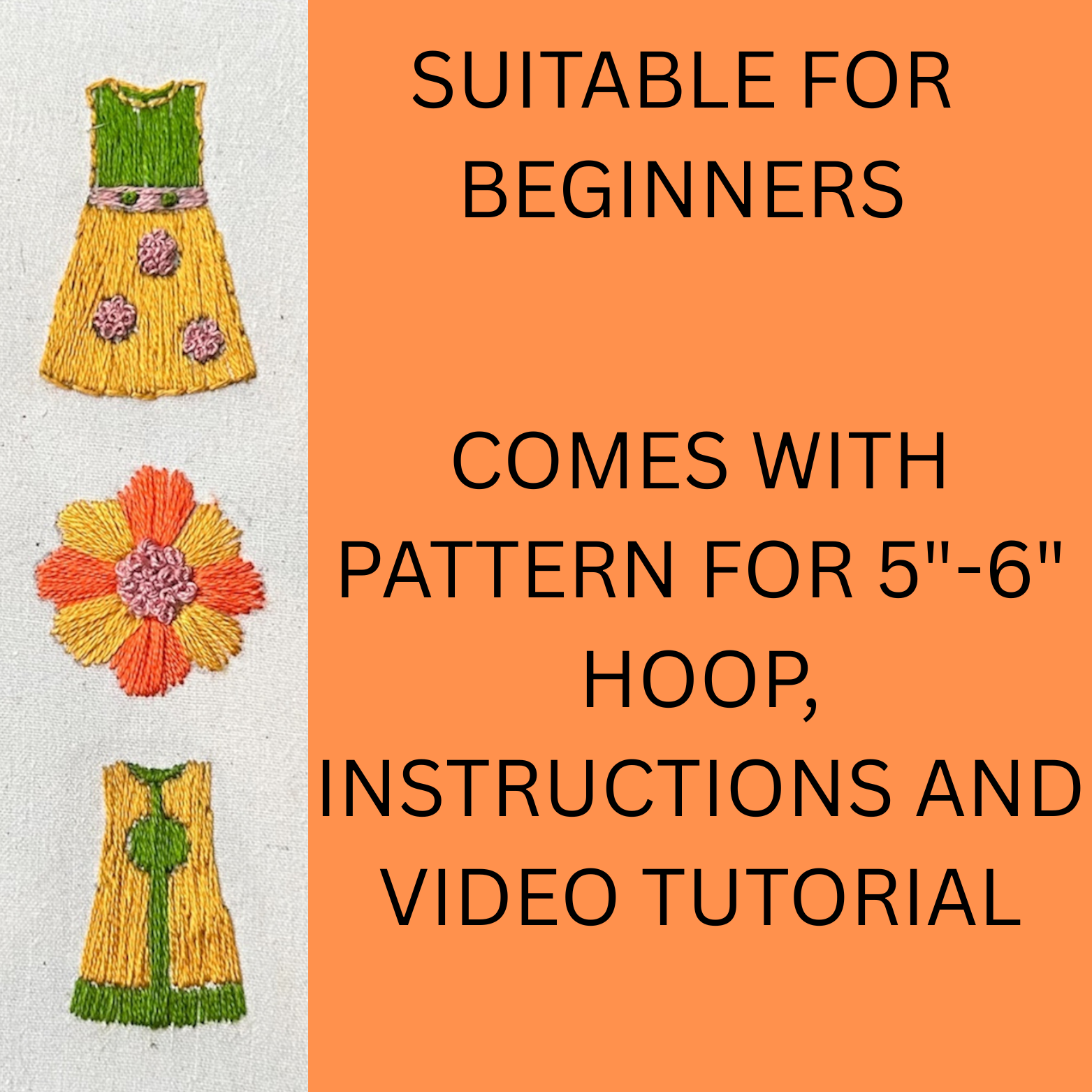 Colorful 1960s Mod Dress Embroidery Pattern | Beginner-Friendly Hand Embroidery Pattern | Instant Download - Image 5