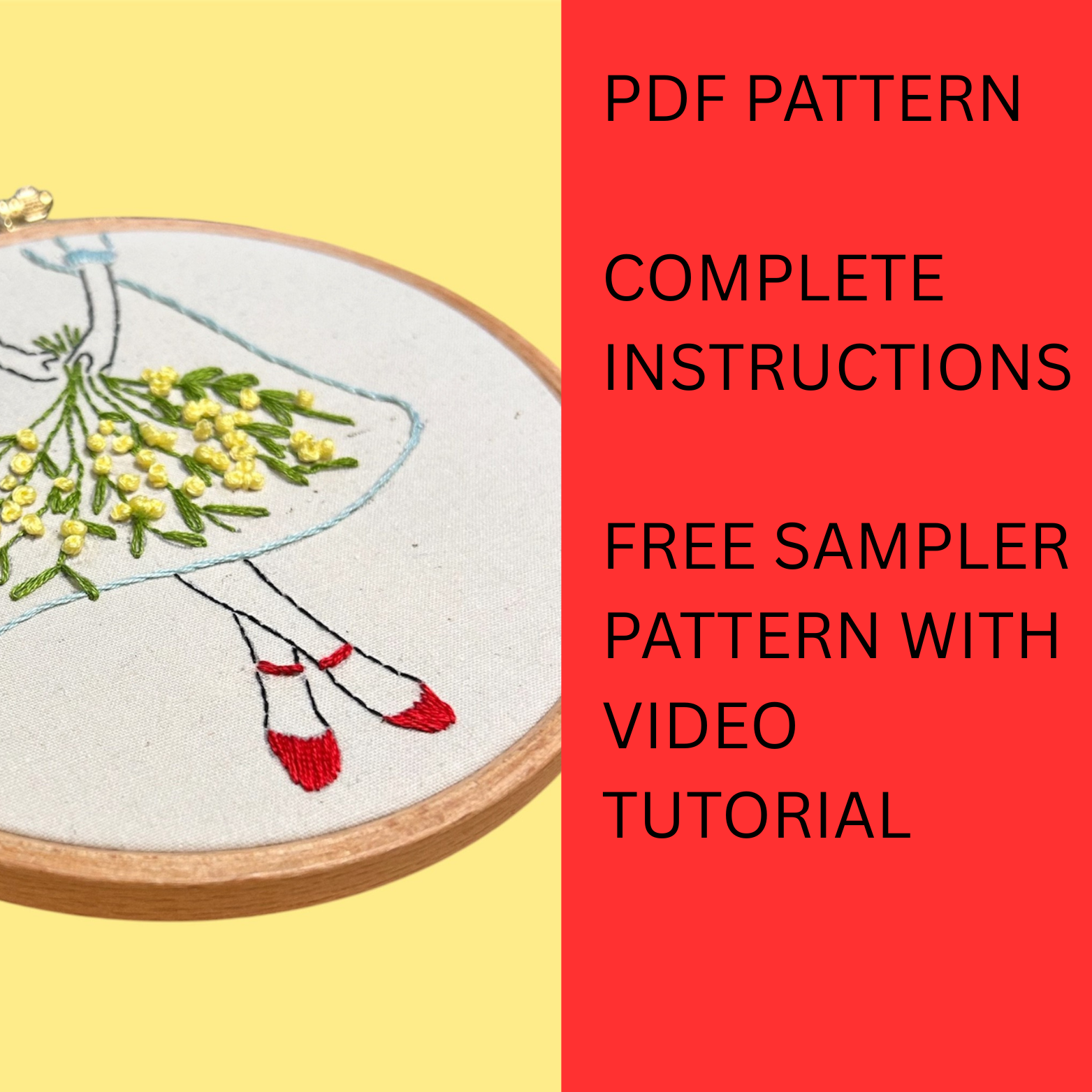 Mimosa Dress Embroidery Pattern PDF | Beginner-Friendly Hand Embroidery Pattern | Instant Download - Image 7