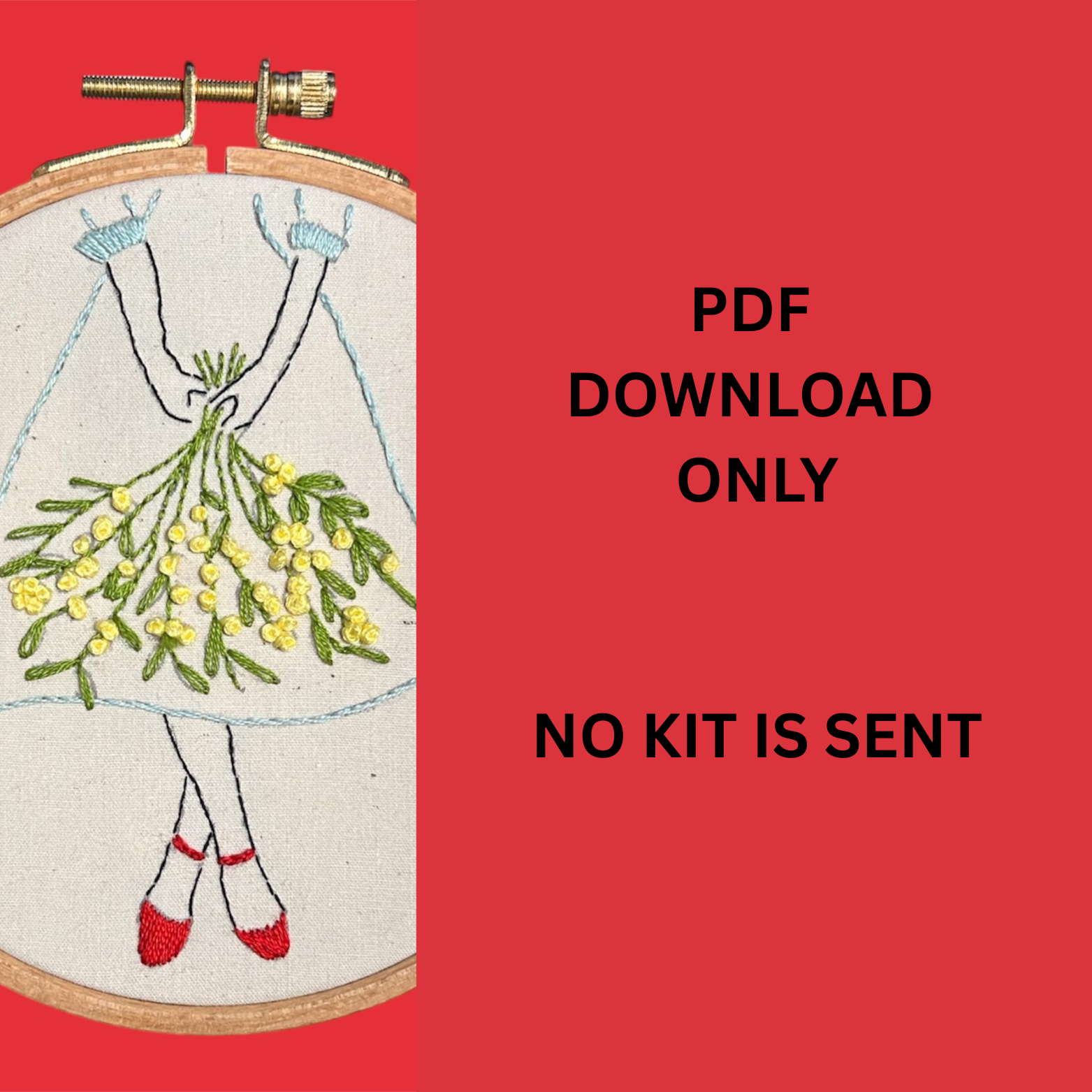 Mimosa Dress Embroidery Pattern PDF | Beginner-Friendly Hand Embroidery Pattern | Instant Download - Image 2