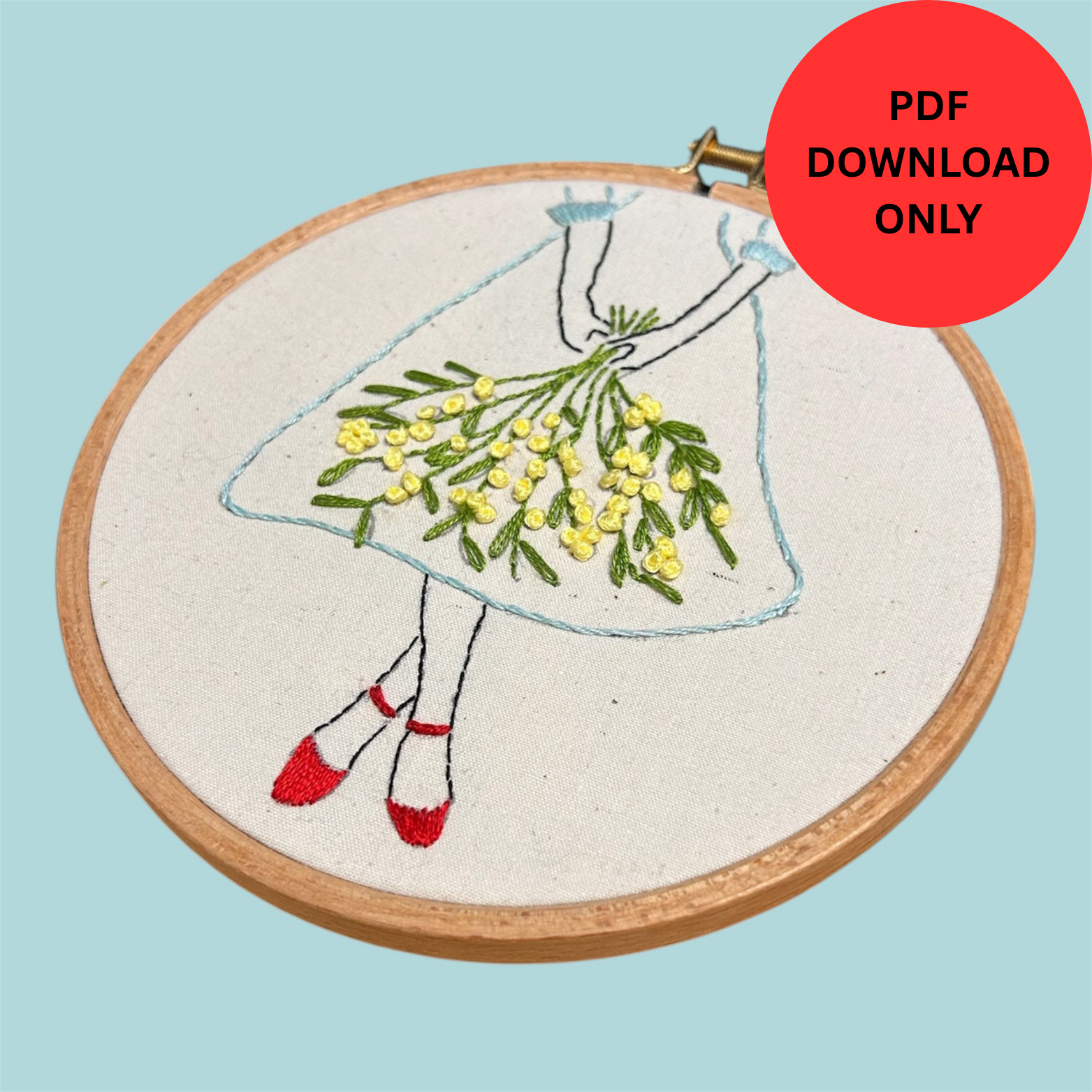 Mimosa Dress Embroidery Pattern PDF | Beginner-Friendly Hand Embroidery Pattern | Instant Download - Image 6