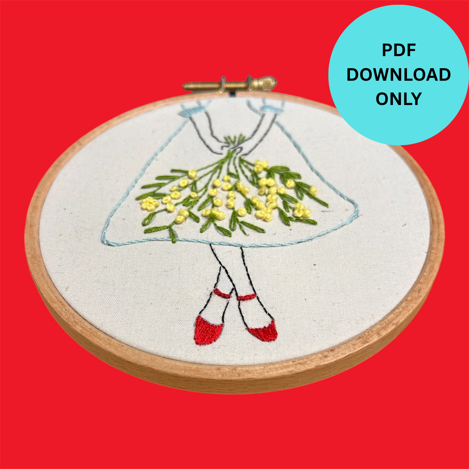 Mimosa Dress Embroidery Pattern PDF | Beginner-Friendly Hand Embroidery Pattern | Instant Download - Image 5