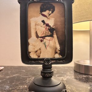 The Heart Remembers — Hand-Embroidered Victorian Portrait in Ornate Standing Frame
