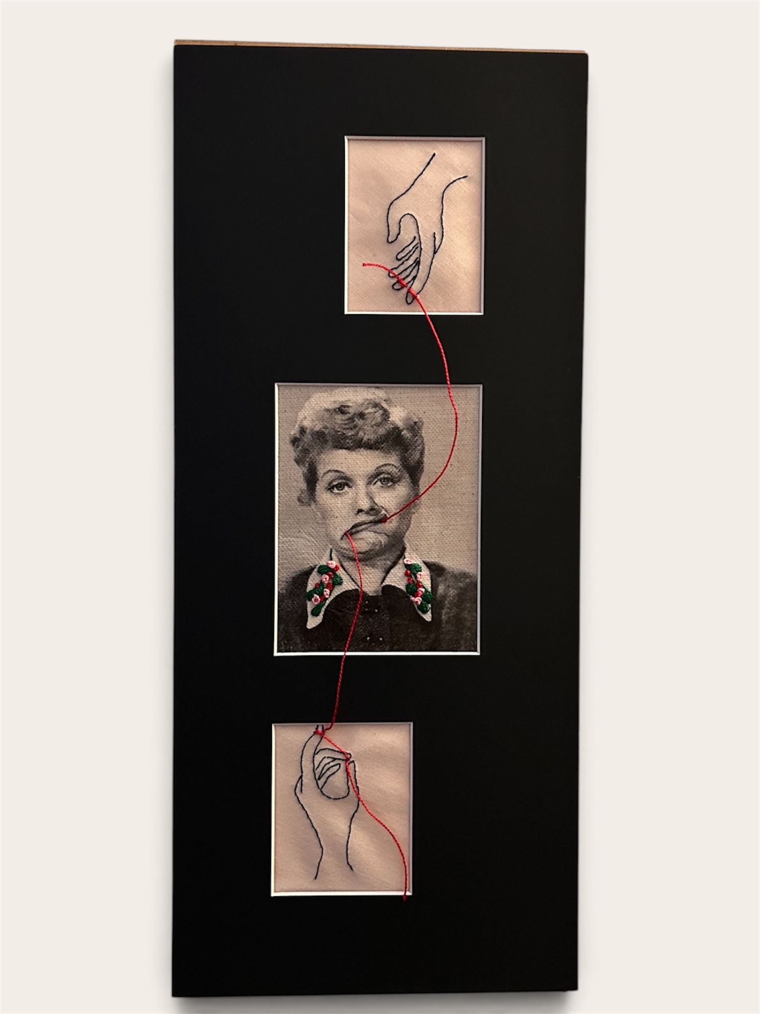 Pulling the Thread — Lucy Ricardo Hand-Embroidered Textile Portrait