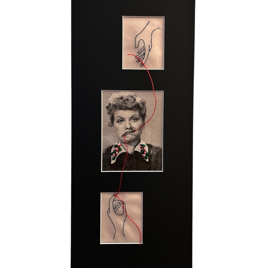 Pulling the Thread — Lucy Ricardo Hand-Embroidered Textile Portrait - Image 5