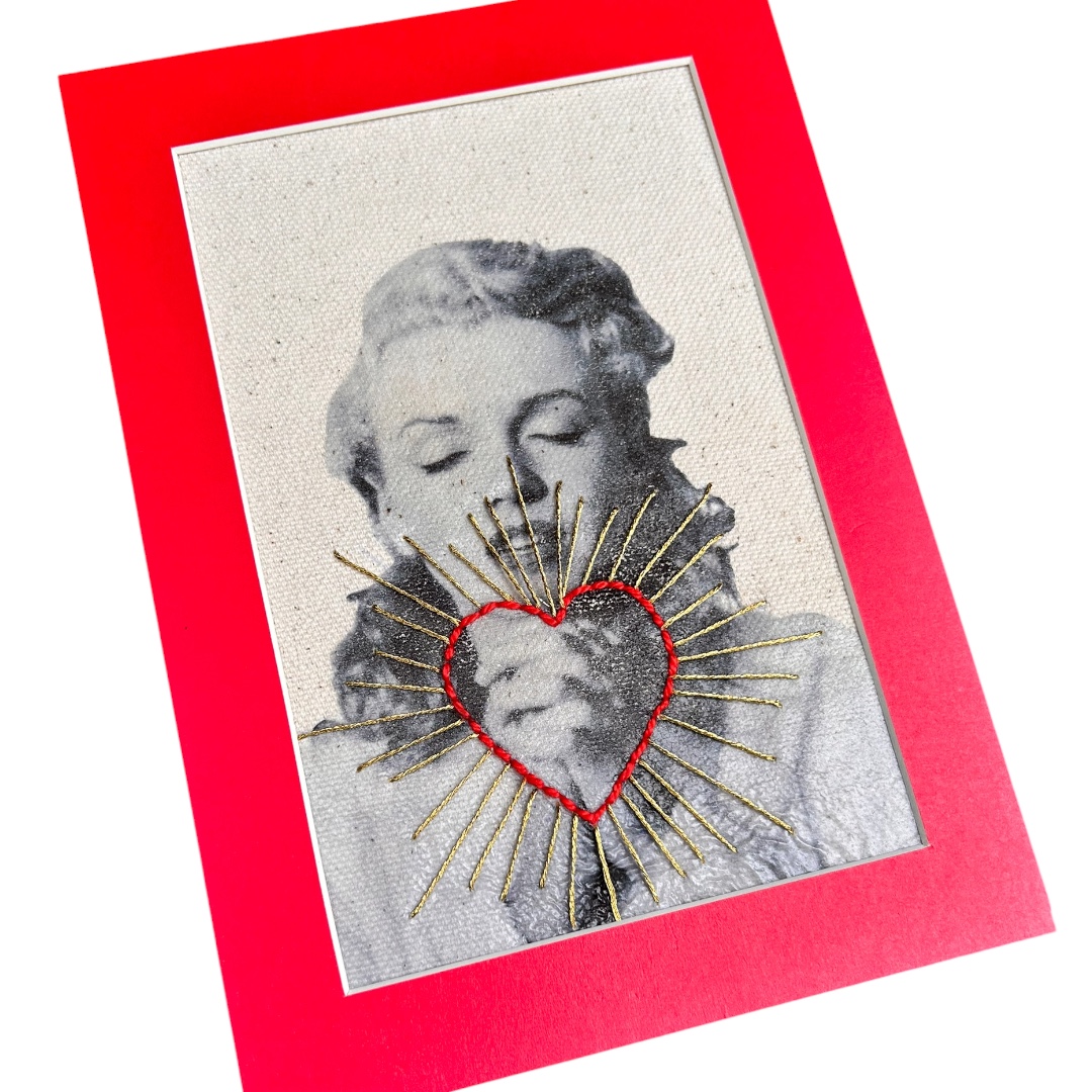 Marilyn Monroe — Sacred Heart Hand-Embroidered Portrait - Image 2