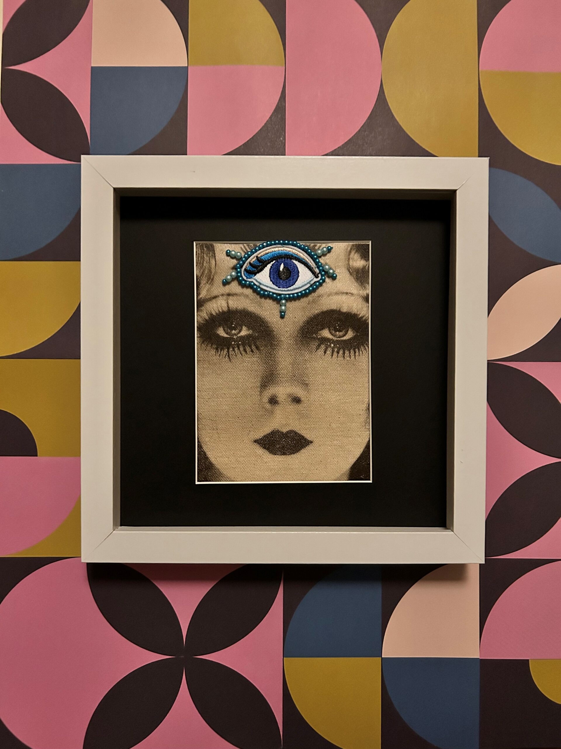 The Third Eye — Hand-Embroidered Vintage Photograph