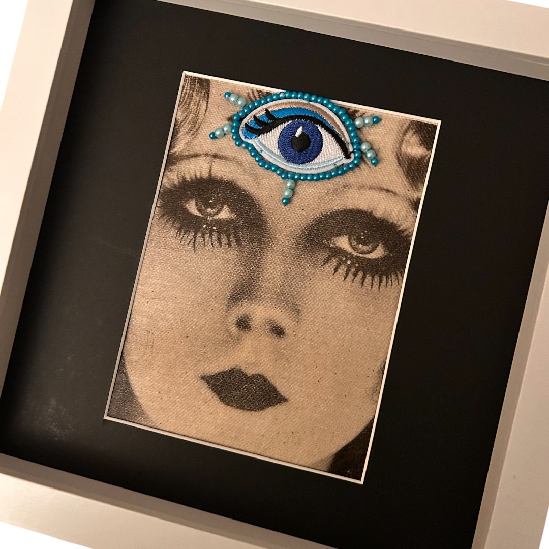The Third Eye — Hand-Embroidered Vintage Photograph - Image 2