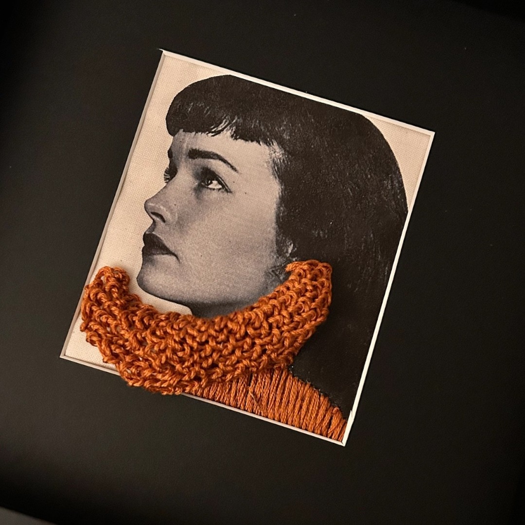 Bettie in Burnt Orange — Hand-Embroidered Portrait
